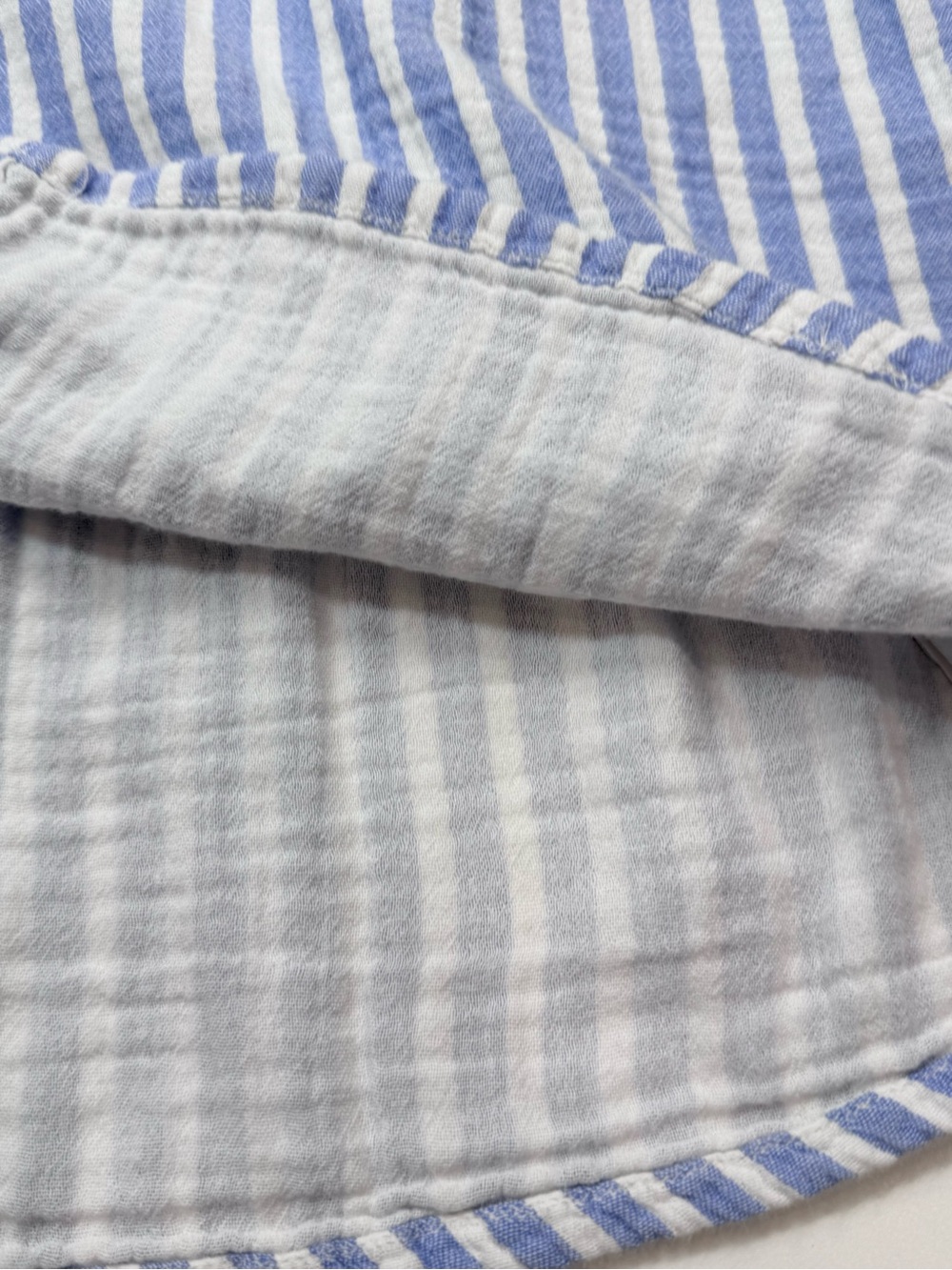 H&M Blue White Striped Cotton Gauze Shirt Dress XS Beach Cover Up Coastal Summer - Picture 9 of 9